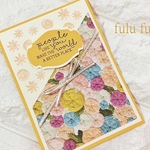 送料無料 ハッピーカラー お花の刺繍風 カード