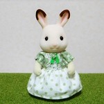 シルバニア　お姉さんサイズ　ワンピース　グリーンドット　パフスリーブ