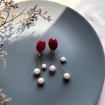 さくらんぼ風パールイヤリング