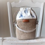 happy...様*花とオオカミ*刺繍*かごバッグ＊巾着＊麻