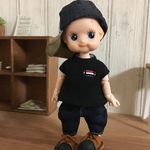 オビツ11用 Tシャツ(黒×ライン)
