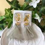 2wayシフォンタッセルピアス/イヤリング＊ミモザb