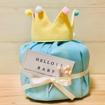ベビークラウンが乗っているおむつケーキ  【水色】