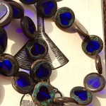 【2コセット】czech beads#チェコビーズ heart ♡17㎜  cobalt/shabby