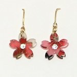 🌸和柄のクリスタルン付赤とピンクのピアス