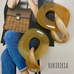RUKIRIRIA #244 大人気 春色 チェーンピアス オレンジ×ベージュ 大ぶりピアス 大ぶりイヤリング 