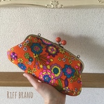 ⌘レトロなお財布⌘オレンジ 花柄 ビンテージ 親子がま口 がま口財布