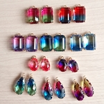 綺麗♡ガラスチャーム グラデーション ダブルカラー スクエア オーバル ドロップ