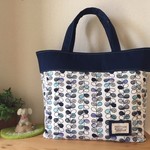 【gu様オーダー品】トートバッグ＊北欧風リーフ♡ネイビー系