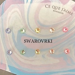 全38色＊さくらの春色10粒セット＊小さい スワロフスキー ピアス/シールピアス