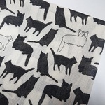 最終値下げ｜カットクロス｜88cm×52cm｜シングルガーゼ生地｜黒猫時々白猫｜キナリ｜はぎれ｜綿｜コットン｜手芸