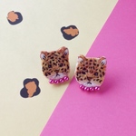 ヒョウ✖︎Cherry pink/ピアス