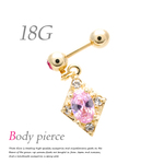 18G エスニック系 エレガンス ボディピアス 片耳 TPB031 GD×PK