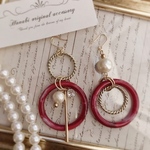 アシンメトリー♥ダブルリングREDピアス/イヤリング