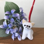 チワワ（シロ）♡ちりめん根付ストラップ