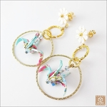 折り鶴のピアス 和風 折り紙 ハンドメイドイヤリング アクセサリー
