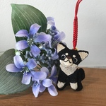 チワワ（クロ）♡ちりめん根付ストラップ