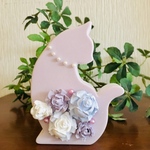 アロマストーン花ねこ 薔薇とネックレス