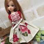 リカちゃん服ハンドメイド 〜赤×大バラ〜
