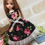 リカちゃん服ワンピース  〜黒ローズ〜