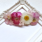 桜とビオラの押し花バレッタ