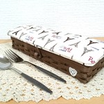 フタ付カトラリーケース（茶×ミニハート×Paris）