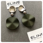 68.カーキ×シルバー3連 大ぶり3連ボリュームピアス ZARA IENA 