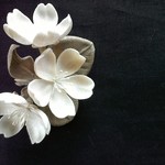 リネンのミニコサージュ＊桜6.3cm（オフホワイト/グレージュ）