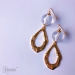 【再販】gold teardrop × clear beads  pierce/earring