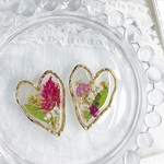 <no.6> 【新作♡】ピンク ハート のドライフラワーピアス  チタンピアス イヤリング