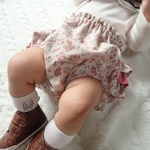 綿麻ベビーパンツ ベビーブルマ ピンク 花柄 ドット　70cm　80cm　女の子服　かわいい　おしゃれ　ベビー服