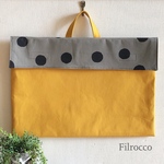 シックなドットの防災頭巾カバー  マスタード 