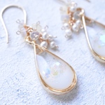 ❤︎限定❤︎コラボ作品「オーロラオパール」ピアス（14kgf）、イヤリング、樹脂ピアス