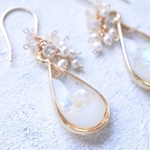 ❤︎限定❤︎コラボ作品「オーロラオパール」ピアス（14kgf）、イヤリング、樹脂ピアス