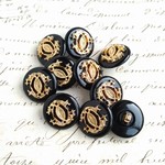 ■再販■18mm■6個入■ ボタン  ブラックエンブレム　 [329] アクセサリーに!! 