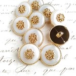 ■パール■18mm■8個入■ ヴィンテージ  パールまるエンブレム　 [329] アクセサリーに!! 