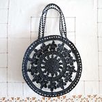 【受注製作】PVC＋ドイリーのサークルBAG＊ブラック