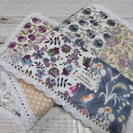 【summer sale】リバティパッチ＊ふんわりテーブルランナー＊グレー＆パープル（pcキーボードsize）