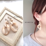 ✴︎再販売✴︎ダブルアクリルチェーンのゴールドピアス※イヤリング変更可能