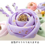 椿のクリップ髪飾り*薄紫色に金箔柄 #つまみ細工