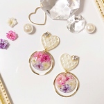 パールハート  かすみ草ピアス、イヤリング