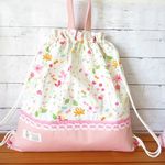 【 pinoko-903 様 ご依頼分】体操着入れ 　ナップサック型　お花畑　フラワーフィールド🌸女の子<ﾋﾟﾝｸ>