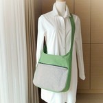 【10****様ご予約品】まるみショルダー◇ヒッコリー×グリーン帆布◇ファスナー付き