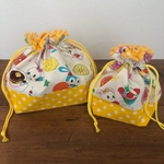 ハニーチューン×ポンポンのお弁当袋とコップ袋＊レモン白＊