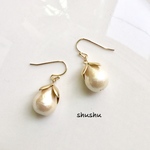 しずくコットンパールピアス／イヤリング☆上品☆フォーマル☆パール