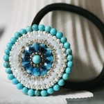 ビーズ刺繍ヘアゴム☆blue