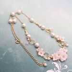 Wedding、白い花とコットンパールの華やかネックレス　　フォーマル