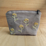ハハコグサ刺繍14㎝ファスナーポーチ