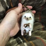 ハリネズミ（羊毛フェルト)バッグチャームくま
