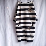 手描き　 しましま月コクーンワンピース　